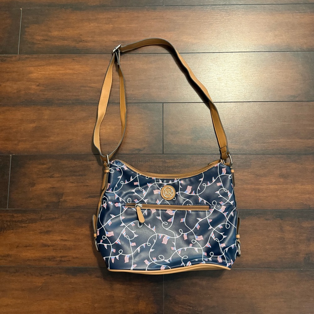Kim Rogers KR Patriotic American Flag Shoulder Bag Crossbody Purse